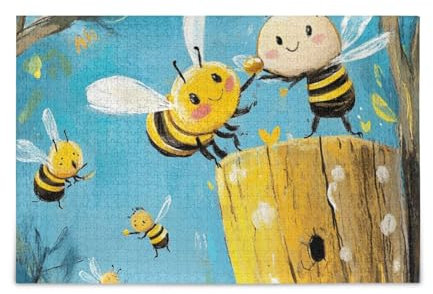 Bee Collecting Honey Jigsaw Puzzles Wooden Jigsaw Puzzles Hard Brain Games for Aged 1000 Piece