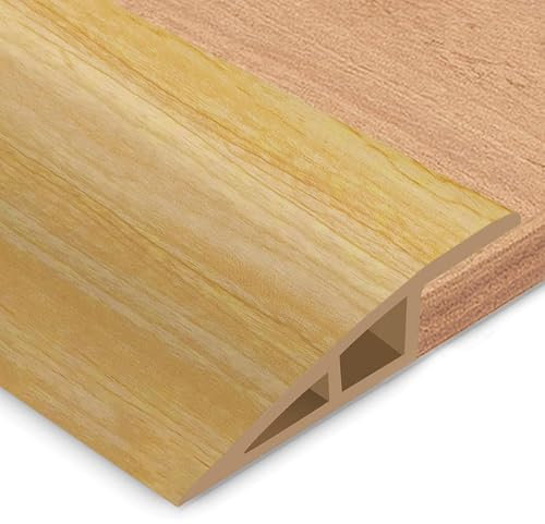 Perfil de Transición para Suelo, Perfil Transición Suelo Desnivel de, PVC Tapajuntas Suelo Adhesivo (Madera Clara, 10~15mm(H),1M(L))
