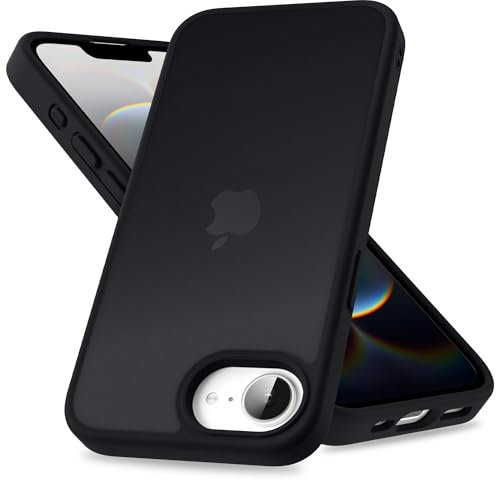 Mootobo for iPhone 16e Case, Military Grade Shockproof Drop Protection, Full Body Frosted Translucent Back Phone Cover, Anti-Fingerprint Phone Case for iPhone 16e 6.1-Inch - Black