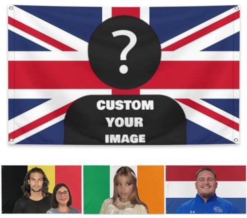 Custom Flag, Personalised United Kingdom Union Jack Flag Design for Dorms, Bedrooms, Clubs, Concerts, Bars, Living Room, Inside, Outside