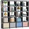 Tienily Book Shelf, Cube Storage Organizer, DIY Bookcase, Portable Metal Bookshelf, Tall Book case for Bedroom, Office, Closet, Living Room, Study Room, Black Cubicle Rack (Black, 20-Grid)