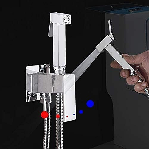 Rubinetto per bidet cromato Rubinetto doccia in ottone con testa quadrata con controllo dell'acqua calda e fredda Design musulmano durevole per bagno e cucina, facile installazione