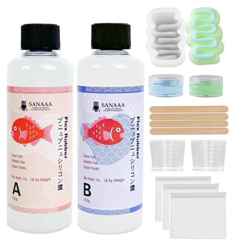 SANAAA Silicone Liquide pour Squishy Maker 500g, kit de Fabrication de Caoutchouc de Silicone Super Doux, mélange de Proportion AB 1:1 pour Taba Squishy, Cadeau de décompression DIY(500g