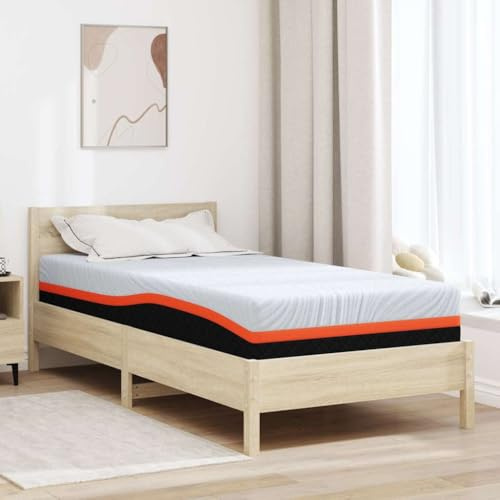 vidaXL Memory Foam Mattress 90 x 200 cm, White & Grey, Medium Firm, Jacquard Polyester with Diamond Pattern, Modern Style, Indoor Use, Essential Comfort, Ideal for