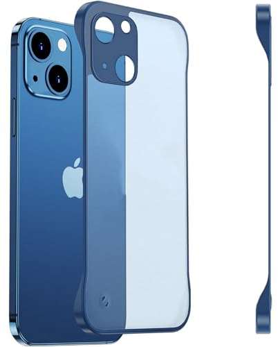 FAOMSEBS for iPhone 13 Case Borderless Translucent Matte [Bare Metal Feel] [Ultra Thin as No Cover on] Rapid Heat Dissipation Cover for iPhone 13 Phone Case, Hard Resilient Shockproof 6.1'' 2021 Blue
