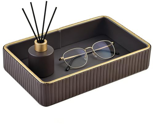 XNONE Vassoio Portaoggetti in Pelle PU, Vassoio Organizer da Scrivania Organizer per Comodino Piattino Portaoggetti Contenitore Portachiavi Vassoi Decorativi per Telefono Portafoglio Gioielli Orologio
