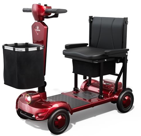 JANSNO F1 Pro Model Portable Mobility Scooter, 30~35 Mile Long Range, 120 Kg Capacity, 31.2Ah Removable Battery, UK Regulated, LED Headlight, Removable Basket, Light Weight