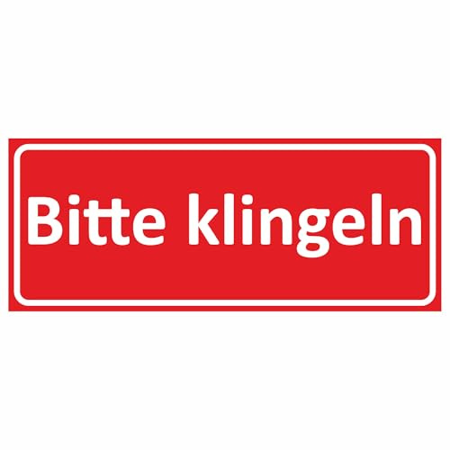 KIWISTAR UG - Bitte Klingeln Schild - 15x10 cm rot weiß - graviert - Schilder selbstklebend - aus 1,4mm Plastik - für Post, Klingel, Paketbriefkasten, Packet Box, Hinweisschilder