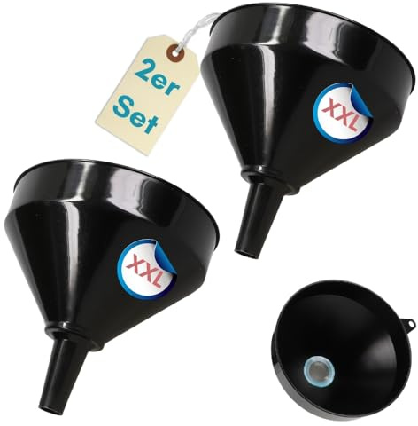 2er Set Trichter groß 25 cm Ablauf 3 cm Einkochtrichter Einfülltrichter XXL Auto Trichter mit Sieb Öltrichter große Öffnung Abfülltrichter Einfüllhilfe Marmelade