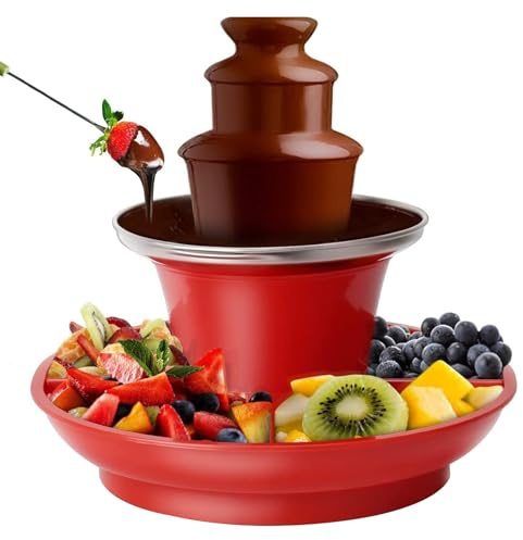 Fontana di cioccolato per feste, dispenser di cioccolato fuso - Torre di fusione automatica del a 3 livelli - Fontana per fonduta di in acciaio inossidabile da 24 cm, strumento d