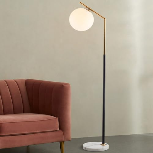 Lampadaire globe en verre du milieu du siècle, 65 pouces, base en marbre, lampe haute avec E26, lampe sur pied en verre dépoli à intensité variable, pour salon, canapé, bureau, chambre à coucher