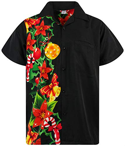 King Kameha Funky-Hawaii-Hemd, Weihnachten, Herren, Kurzarm, Christmas-Wedding, Schwarz, 6XL