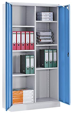 EUROKRAFT | Armoire pour Produits de Nettoyage Venlo | 6 tablettes | Gris Clair/Bleu Clair