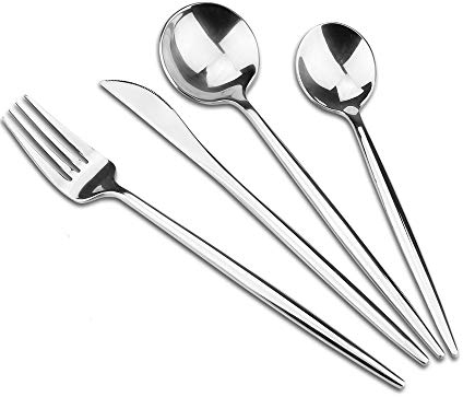 Silber Besteckset,24-teilig,Monobloc-Messer, Cromargan Edelstahl poliert, spülmaschinengeeignet