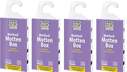 Aries Mottlock Mottenbox, Klebefalle Gegen Kleidermotten - Befallsüberwachung (Monitoring) Pheromon-Lockstoff, 4 x 1 Stück