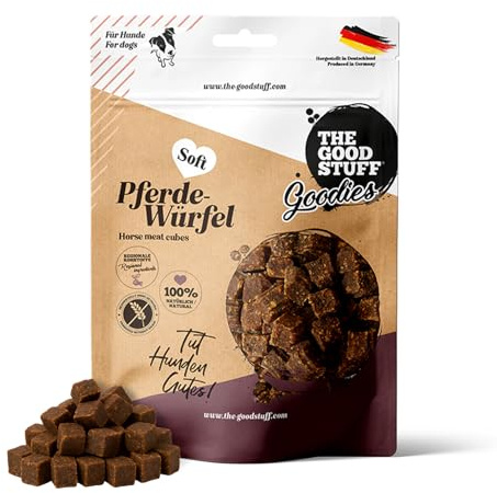 The GOODSTUFF Pferde-Würfel Soft 150 g | Pferdefleisch Hundeleckerlies | Getreidefrei & luftgetrocknet | Hundesnack Würfel | Trockenfleisch für Hunde | Trainingsleckerli | Super-Premium Hundefutter