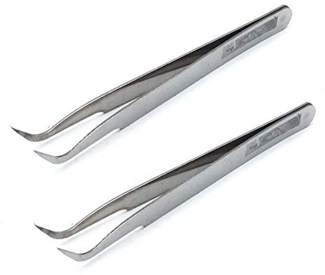 Sscon Lot de 2 pinces à épiler courbées en acier inoxydable 11,4 cm