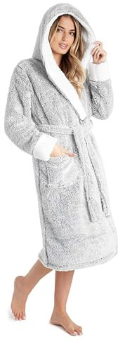 CityComfort Vestaglia Donna Invernale in Morbido Pile (Grigio bicolore, XL)