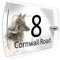 Watercolour Animals Personalised Modern House number Sign Name and Number Street Wall Plaque (Coyote)