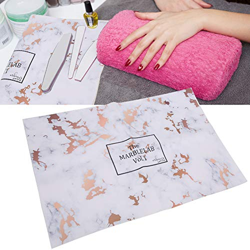 DEWIN Nail Art Table Mat, Portable Nail Art Hand Cushion Pad Waterproof Soft Nail Art Desk Mat Manicure Table Mat (Rose Gold Grain)