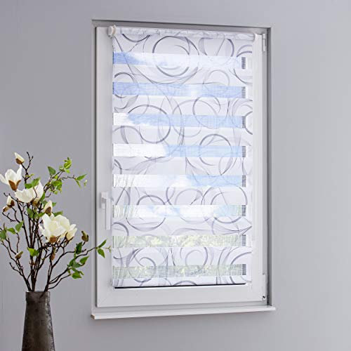 DECOLIA by Garesa Duo Rollo Swing - Doppelrollo Klemmfix ohne Bohren 60 x 150 cm, Weiß/Grau - Fenster Sichtschutz und Lichtschutz, Bedienung mit Kettenzug