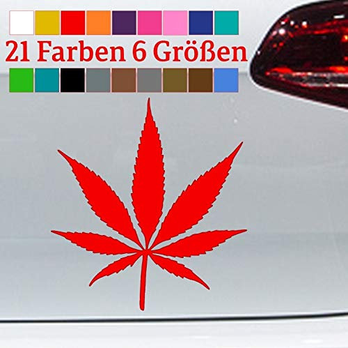 Cannabis Aufkleber Blatt Liebe Marihuana Reefer Mary Jane 420 Rauch JDM Sticker in 6 Größen und 21 Farben