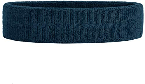 HANERDUN Sport Stirnband Damen Herren Schweißbänder Kopf Stirn Frottee Kopfband Sport für Laufen Fahrrad Joggen Tennis Fußball Marineblau