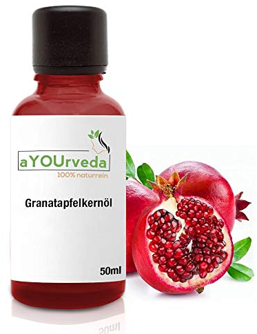 aYOUrveda Premium Granatapfelkernöl 50ml – hochwertiges 100% reines natürliches Granatapfelöl als Trägeröl und Pflegeöl für Haut und Haare, ideales & nährendes Haut-, Haar- und Gesichtsöl