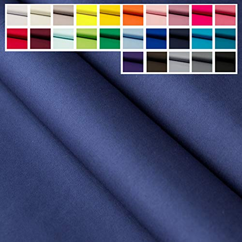 Baumwollstoff Uni Meterware - 100% Baumwolle Einfarbig Oeko-Tex 100, ab 50cm x 145cm (Marineblau)