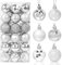 Weihnachtskugeln Silber 36 Stück, Christbaumkugeln Kunststoff 4cm, Weihnachtsbaum Kugeln, Weihnachtskugeln Baumschmuck Ornamente, Christbaumkugeln Set für Party Weihnachtsschmuck