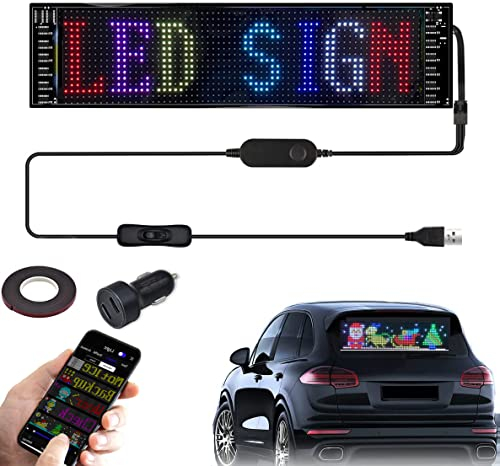 Sparkleiot LED Matrix RGB Panel Pixel 14,6x3,6 Zoll Auto Schild Display Smart APP Steuerung Flexible Scrollen Werbung Nachricht Adressierbarer weicher Bildschirm für Shop Bar Hotel Straße Rage