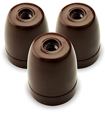 AMARCORDS - 3 Douille en porcelaine vintage prise E27 à couleur MARRON