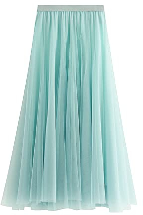 Daysskk Jupe longue en tulle pour femme - Taille élastique - Taille unique, vert clair, taille unique