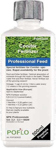 POFLO Conifers Plant Food - Pinophyta Liquid Fertilizer HighTech NPK, Root, Soil, Foliar Fertiliser (500ml)