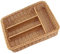 Luxshiny Rattan-Utensilientablett Gewebter Küchenschubladen-Organizer 4 Fächer Bestecktablett Besteckkorb Bestecktablett Schubladenteiler Organizer Gabelhalter