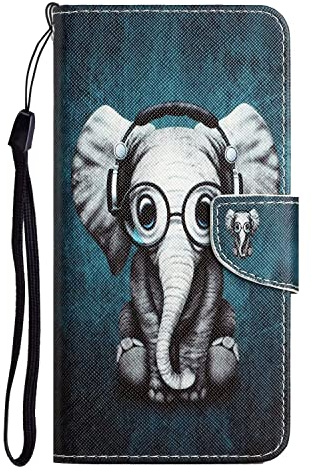 MUTOUREN Handyhülle Kompatibel mit Samsung Galaxy A13 4G/5G Hülle PU Leder Schutzhülle Brieftasche Flip Wallet Case Cover mit 1* Displayschutzfolie - Elefant