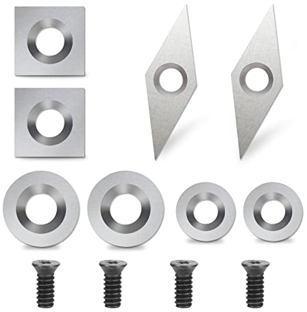 GothicBride Utensili Tornio per Legno 8 inserti in carburo con Vite, Utensili per tornitura sgorbie per tornio legno Hartmetall Wendeschneidplatten Set mit M4 Schrauben(8 Stück)