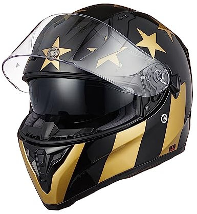 TORC Casco Moto Integrale Casco Scooter con Doppia Visiera Omologato ECE 22-06 (STAY GOLD, M)