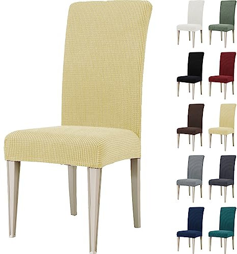 Ystyle Stretch Stuhlhussen 2er Set, Stuhlbezug Elastisch Abnehmbarer Waschbarer, Universal Hussen Für Stühle, Stuhlbezüge Chair Cover Für Hotel Bankett Küche Restaurant Hochzeit Party, Beige