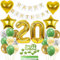20. Geburtstag Dekoration, Frau Geburtstagsdeko 20 Jahre, Tortendeko Geburtstag 20 Jahre Frau Mann, 20 Deko Grün Gold, Luftballon 20. Geburtstagsdeko mit 20. Tortendeko