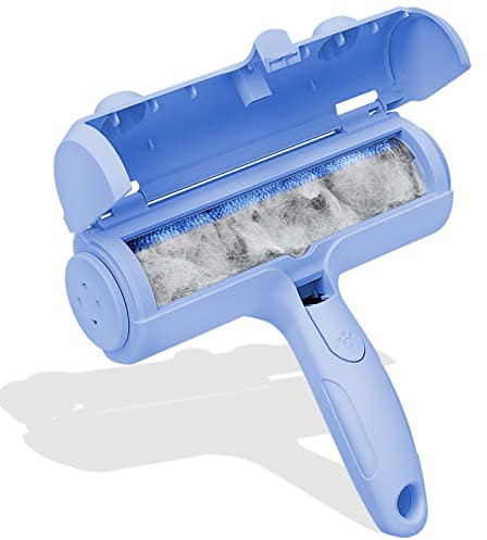 Wouble Brosse à poils d'animaux de compagnie, rouleau anti-peluches pour chiens et chats, attrape-poils d'animaux de compagnie, réutilisable autonettoyant pour meubles, linge, literie
