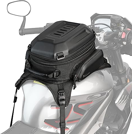 Rhinowalk Bolsa de Depósito de Motocicleta, Carcasa Dura, Impermeable, Expandible, 15-18 L - Almacenamiento para Asiento y Equipaje