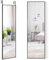 HOMASIS 2 en 1 Miroir Mural Suspendu sur Porte Réglable en Hauteur Miroir Rectangulaire sur Pied en Verre Incassable avec 2 Crochets Miroir de Corps Entier Cadre en Métal pour Chambre Salon