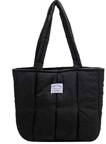 TIAASTAP Puffer Tote Bag für Damen Groß Handtasche Einfarbig Schultertasche Shopper Tasche Tote Bag mit Reißverschluss Gesteppte Tasche Stepptasche Umhängetasche für Einkaufen Reisen Arbeit