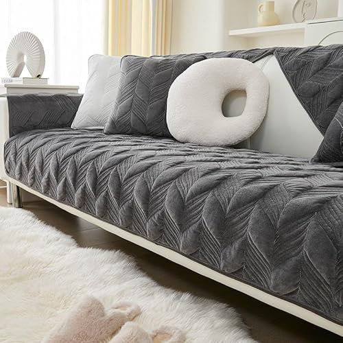 YWQJL Samt Sofabezug Sofaschoner antirutsch1 2 3 4 Sitzer,l Form Sofaüberwurf rutschfest,Sofa Überzug hundedecke Sofa Couch Überzug Couch Überzug Sofa Überwurf (A, 110x210cm)