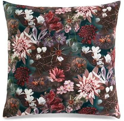 Quantum Interior by Maxland Dekokissen gefüllt mit floralem Druck im Blütendesign, Samt Velour Bedruckt, Sofakissen, Zierkissen ca. 48 x 48 cm (Tropical)