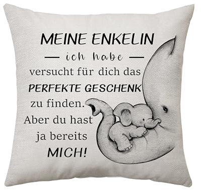 Enkeltochter Kissenbezug - Geschenke für Enkelin zu Weihnachten, Zurück zur Schule, Geburtstag - Ideen von Oma Opa für Dekoration