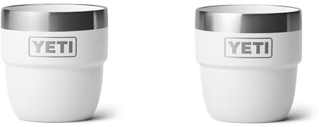 YETI Rambler 4 oz Stackable Cup, Stainless Steel, Vacuum Insulated Espresso/Coffee Cup, 2 Pack, White