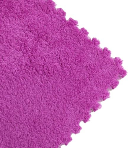 200 Stück Flauschige Plüsch-Puzzle-Schaumstoff-Bodenmatte, Ineinandergreifende Teppichfliesen, Spielmatte, Teppiche, Deckt Große Bodenflächen Ab, 30 cm(Color:Lila)