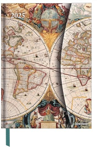 N NEUMANNVERLAGE - Antique Maps 2025 Diary, 16x22cm, Taschenkalender mit Magnetverschluss und Lesebändchen, Tasche für Visitenkarte, Jahres- und ... internationales Kalendarium: Magneto Diary